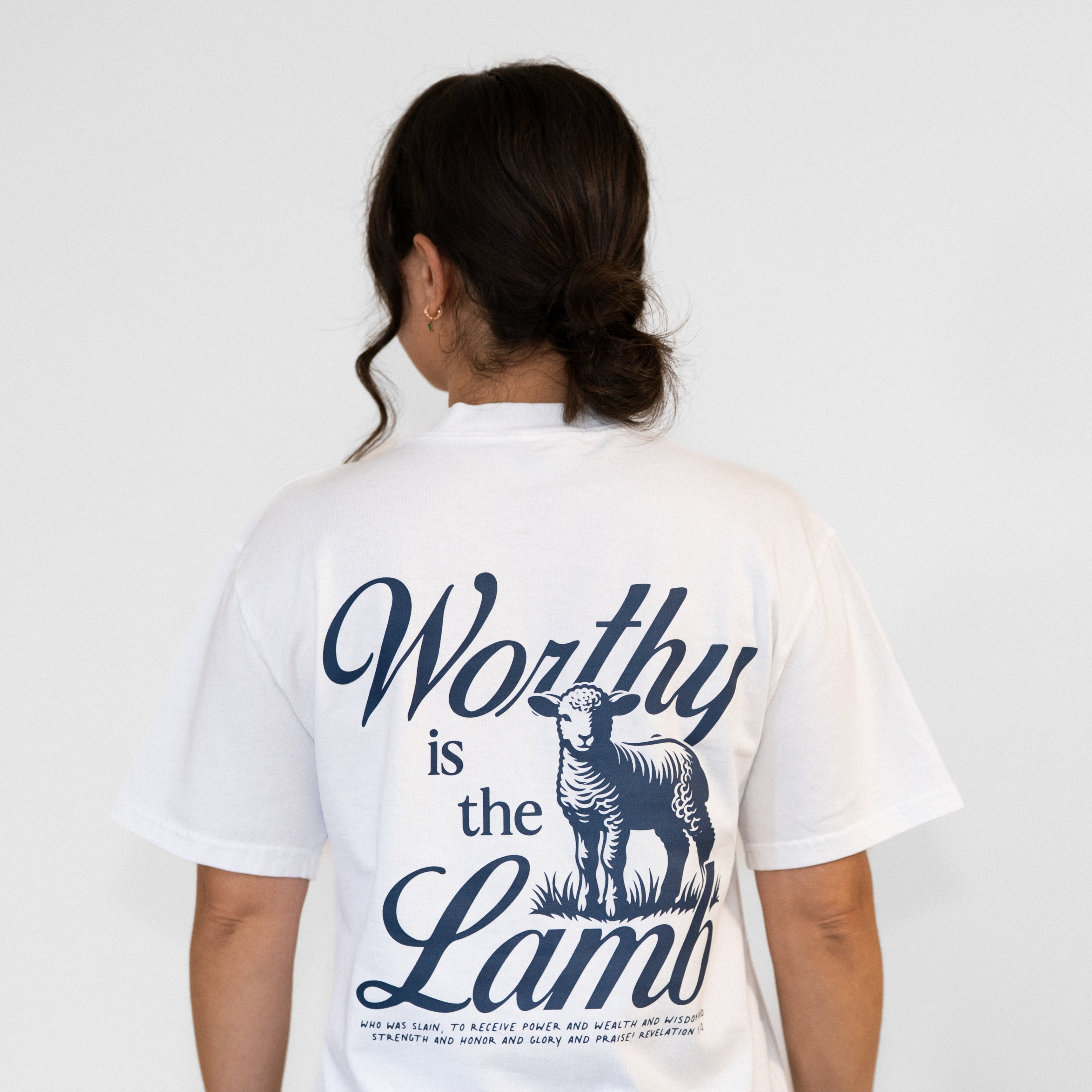 Worthy is the Lamb Tee - Faded White