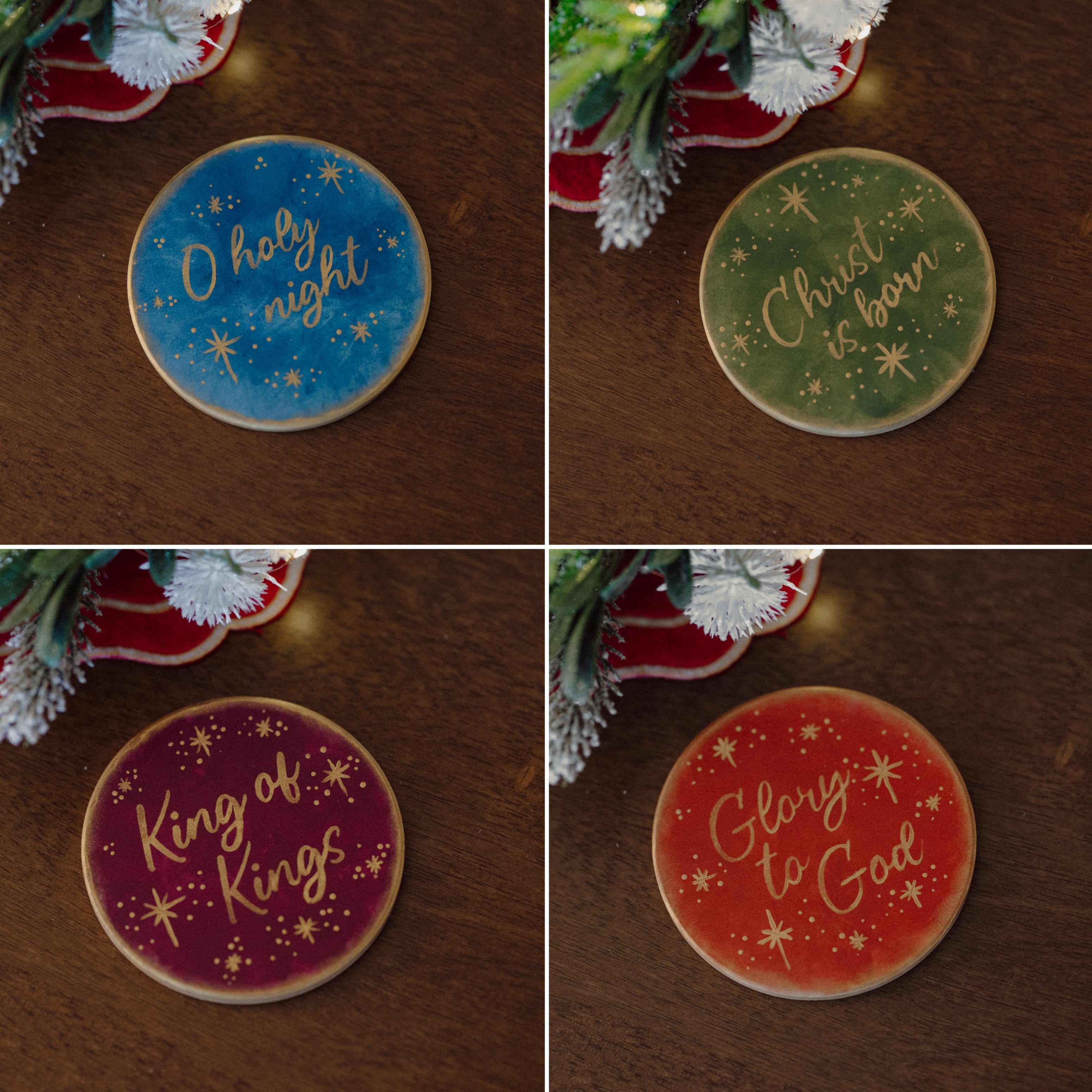 "Nativity" Handpainted Ceramic Coasters - 4 Pack