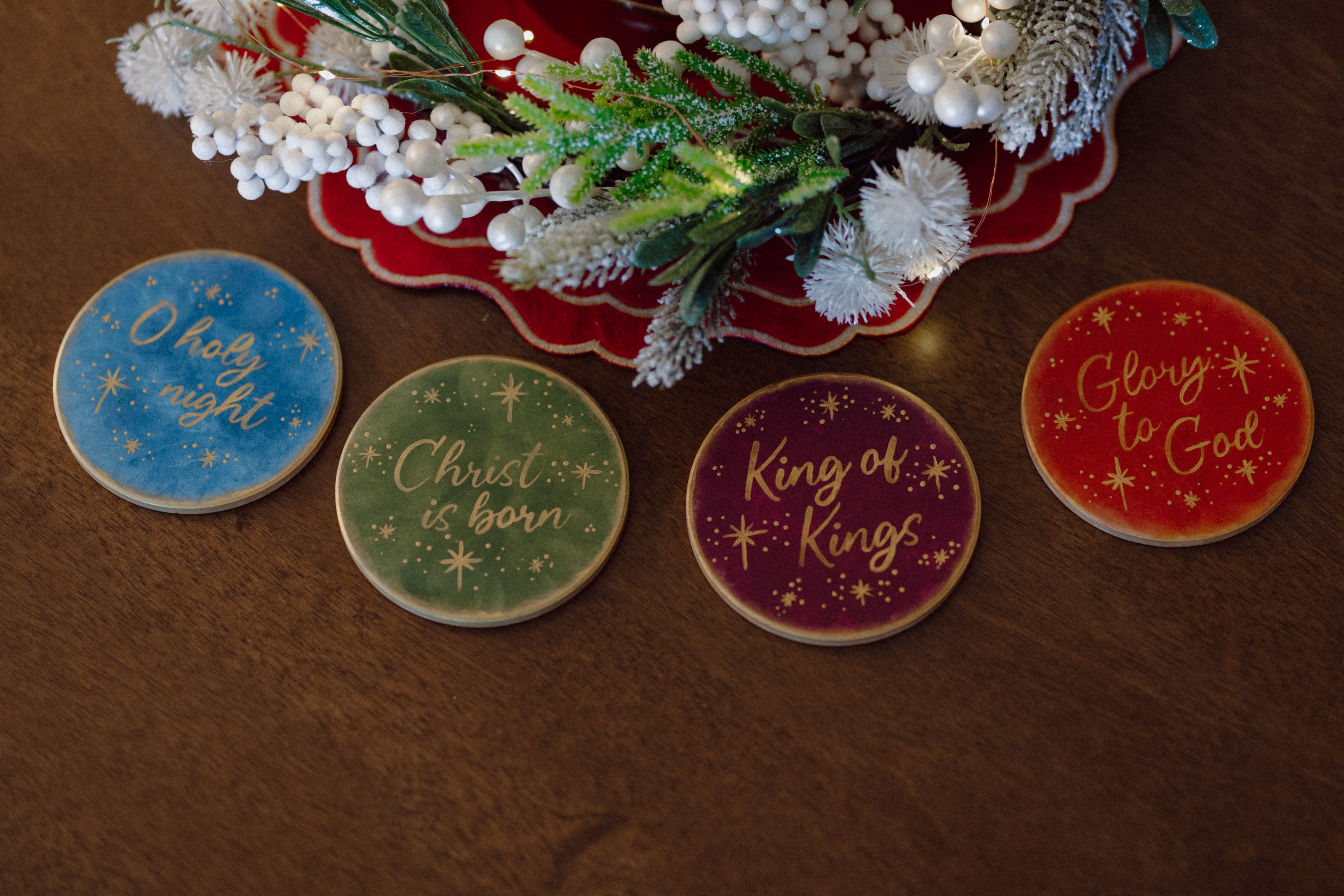 "Nativity" Handpainted Ceramic Coasters - 4 Pack