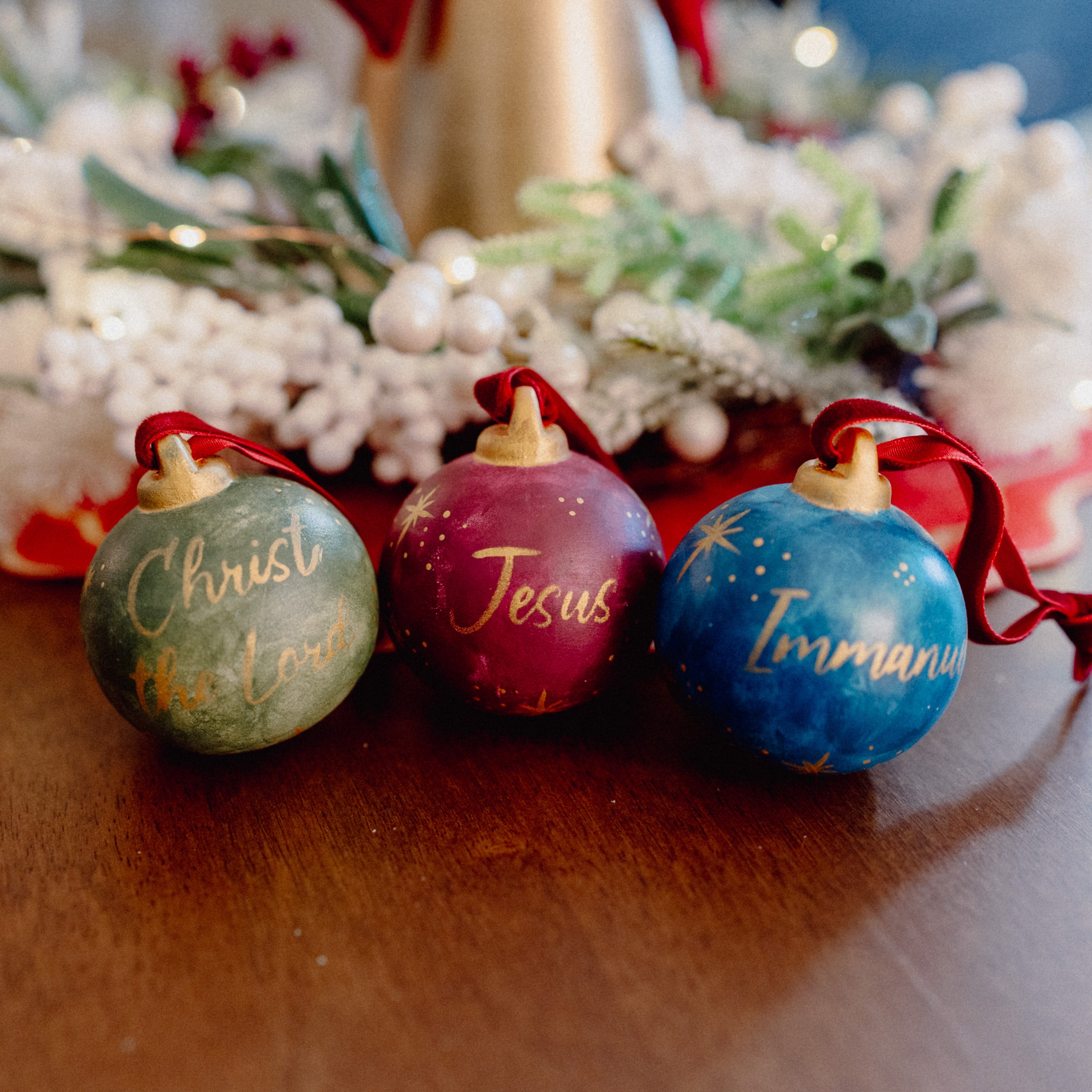 Names of Jesus Handpainted Ceramic Baubles - 3 Pack