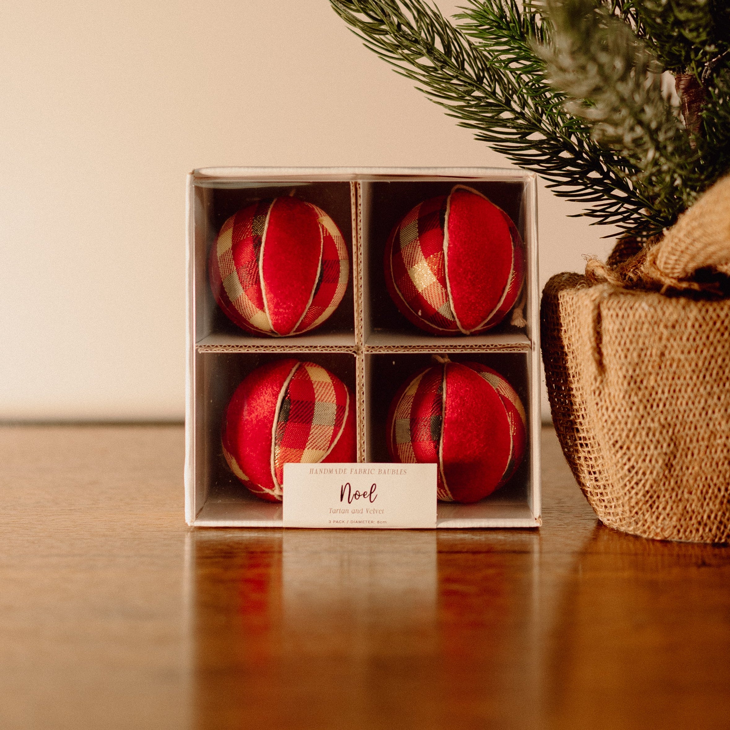 Noel Handmade Fabric Baubles - 4 Pack